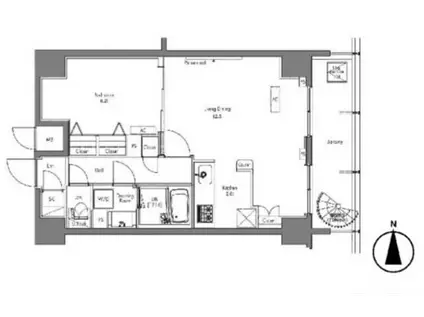 プラウドフラット隅田リバーサイド(1LDK/4階)の間取り写真