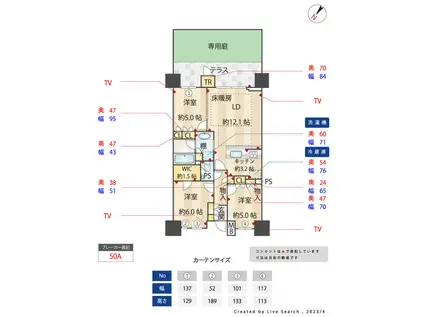 パークホームズ六本松フォレストクロス(3LDK/1階)の間取り写真