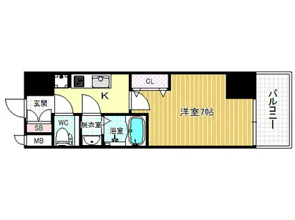 ファーストステージ梅田ウエスト(1K/7階)の間取り写真