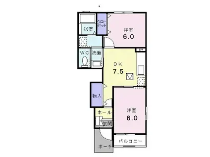 アクアフェート(2DK/1階)の間取り写真