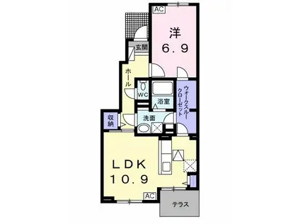 クオーレハイム(1LDK/1階)の間取り写真