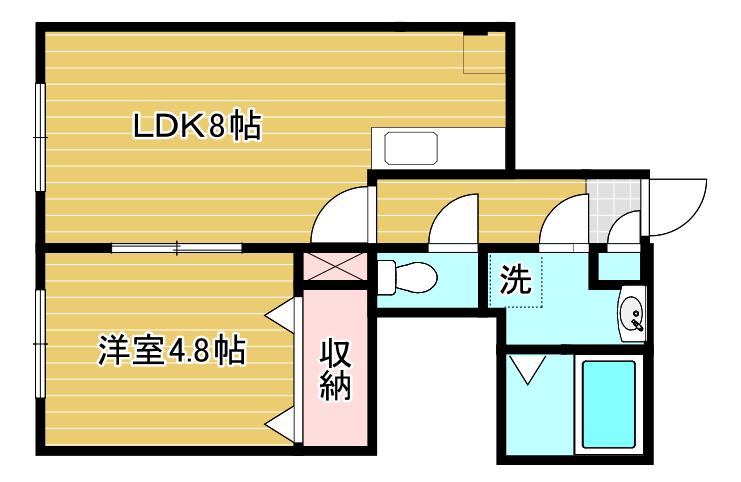 アーバン文教大前B(1LDK/2階)の間取り写真