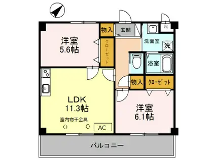 チェリーブロッサム(2LDK/2階)の間取り写真