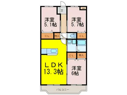 グラン・ジュテIII(3LDK/2階)の間取り写真