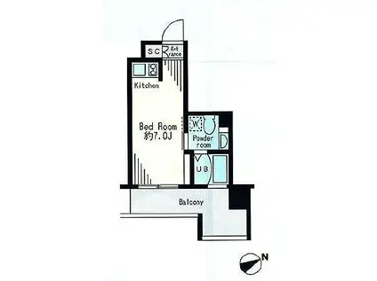 レジディア市谷薬王寺(ワンルーム/5階)の間取り写真