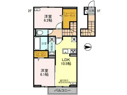 PASTEL VILLA(2LDK/2階)の間取り写真