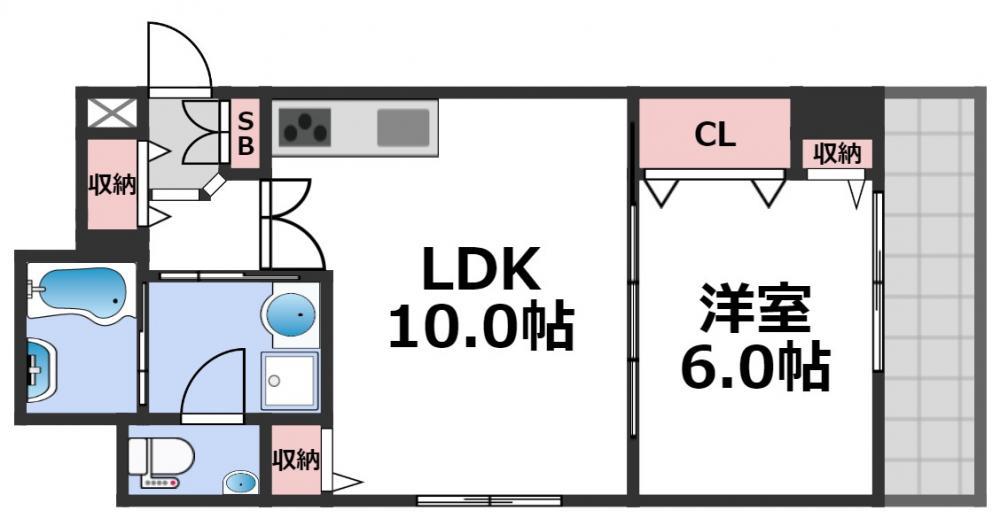 グレイス今里(1LDK/2階)の間取り写真