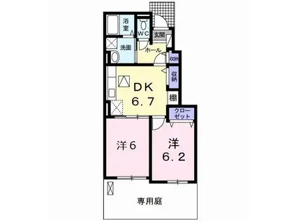 パークハウス西淡(2DK/1階)の間取り写真