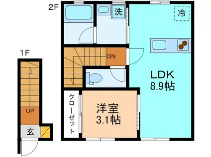 SERRA(1LDK/2階)の間取り写真