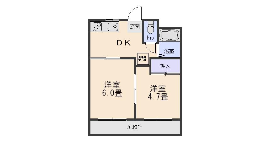 ロマーヌ渋川第1(2DK/1階)の間取り写真