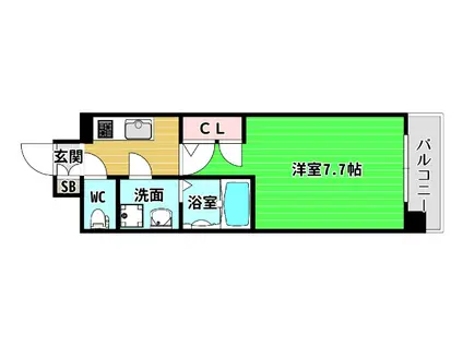 エスリード阿波座シティーウエスト(1K/4階)の間取り写真