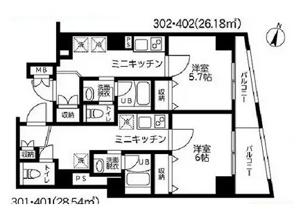 ソラーナ浅草合羽橋(1K/3階)の間取り写真