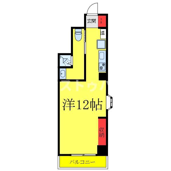 ＪＲ山手線 田端駅 徒歩5分 6階建 築28年(ワンルーム/4階)の間取り写真