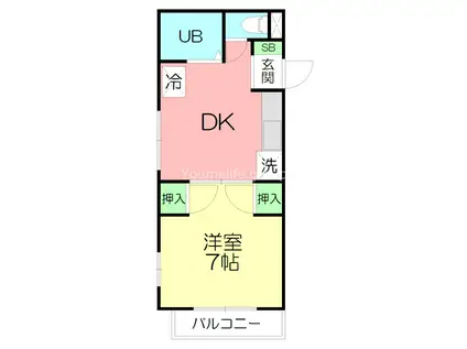 さくらビル(1DK/2階)の間取り写真