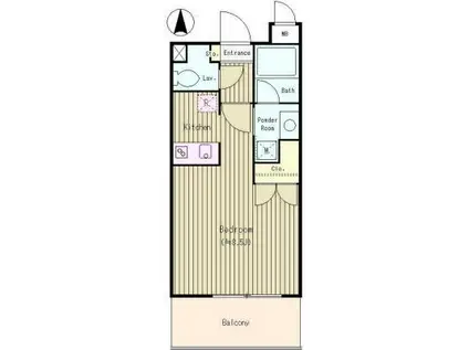 ソレアード武蔵野(1K/1階)の間取り写真