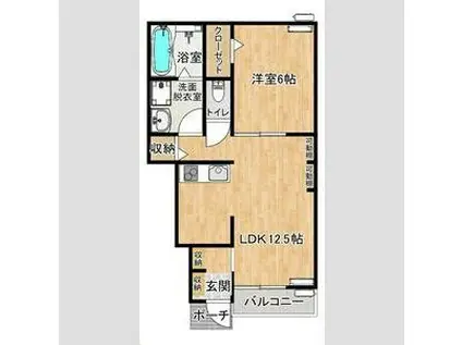 AFC RESIDENCE 豊川伊奈(1LDK/1階)の間取り写真
