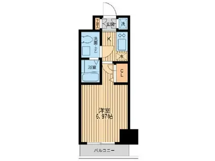 エコロジー潮見レジデンス(1K/8階)の間取り写真