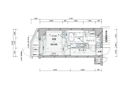 メインステージ大森北II(1K/4階)の間取り写真