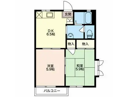 フローラカワグチ(2DK/2階)の間取り写真