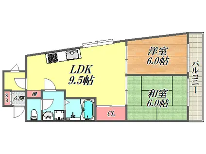 アミティ武庫之荘(2LDK/2階)の間取り写真