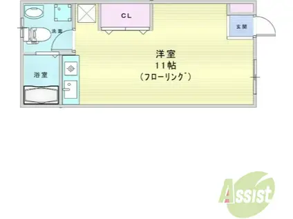 めぞん・ど・すてら(ワンルーム/2階)の間取り写真