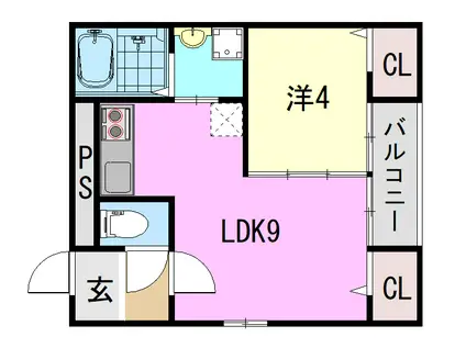 ドルチェ西立花(1LDK/2階)の間取り写真