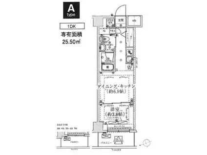 スパシエ千住大橋(1DK/7階)の間取り写真