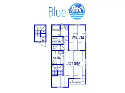 グリーンヒルB(1LDK/2階)の間取り写真