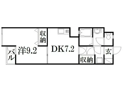 レインボープラザ(1DK/1階)の間取り写真