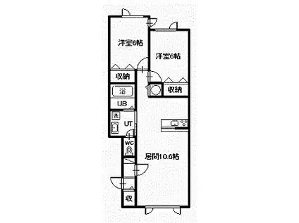 レヴェントン(2LDK/2階)の間取り写真