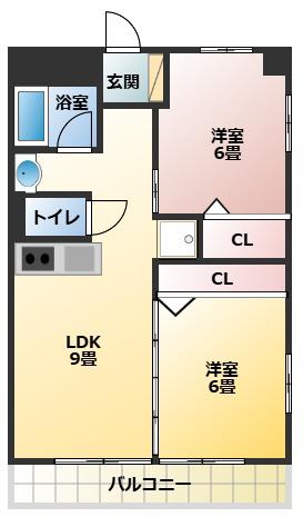 ピアチェーレ江南(2LDK/3階)の間取り写真