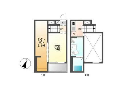 CEIL BLUE 九重(1K/1階)の間取り写真