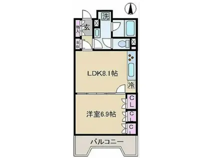 パークノヴァ王子(1LDK/6階)の間取り写真