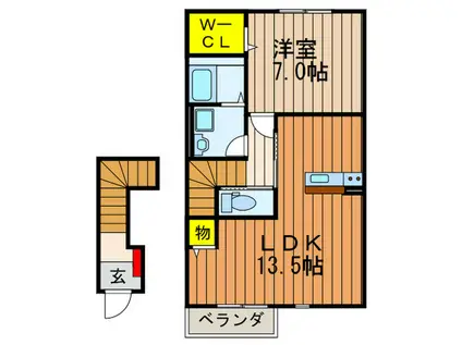 デュラカーサ兒島(1LDK/1階)の間取り写真