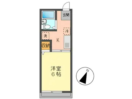 シティハイムニューマロン2(1K/2階)の間取り写真