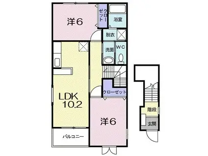 アルバ浦上台(2DK/2階)の間取り写真