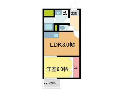 COLUNETT(1DK/3階)の間取り写真