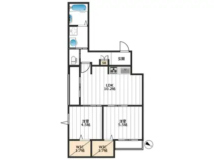 ル トレフル(2LDK/2階)の間取り写真