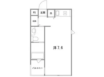 クインズビル(ワンルーム/4階)の間取り写真