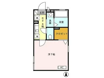 コスモハイツB(1K/1階)の間取り写真