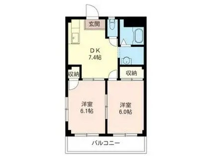 ハウスパストラル(2DK/3階)の間取り写真