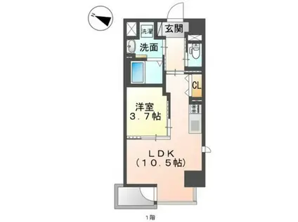 キアーズIII(1LDK/4階)の間取り写真