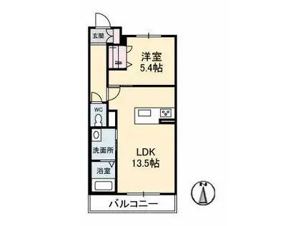 シャーメゾン丸亀(1LDK/2階)の間取り写真