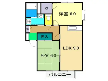 ラピスハイネス(2LDK/2階)の間取り写真
