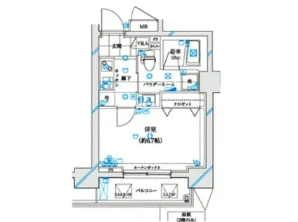 ガリシア浜松町(1K/10階)の間取り写真