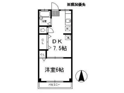 翠ハイツ(1DK/1階)の間取り写真