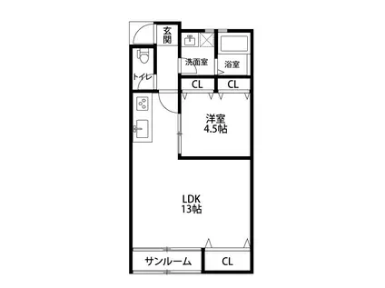 ファインコート(1LDK/2階)の間取り写真