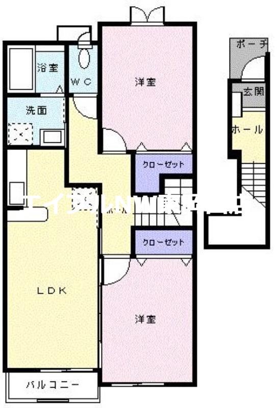 ウエストファームカタカミ(2LDK/2階)の間取り写真