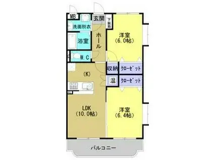 ユーミーKAZU(2LDK/1階)の間取り写真