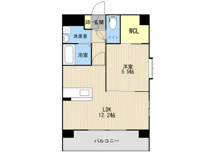 グランフィーネ新生(1LDK/5階)の間取り写真